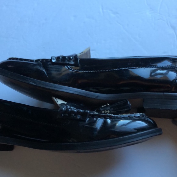 Black shiny animal print tassel shoes, size 38. - Picture 4 of 5